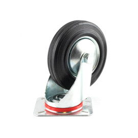 Zwenkwiel, diameter van 100mm, zwarte rubberband, metalen velg, draagvermogen tot 70KG