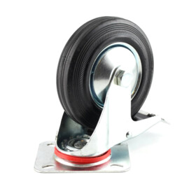 Zwenkwiel met rem, diameter van 125mm, zwarte rubberband, metalen velg, draagvermogen tot 100KG
