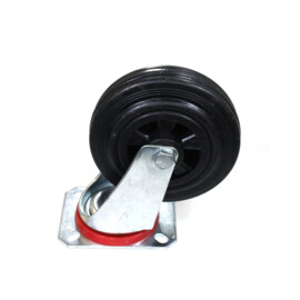 Swivel castor, diameter 125 mm, black rubber tire, load capacity up to 100 kg, polypropylene core
