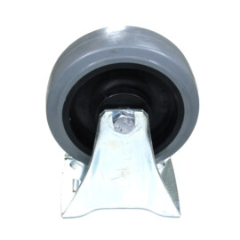Fixed-wheel wheel, diameter 125 mm, elastic rubber tire, load capacity up to 200 kg