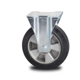 Fixed-wheel wheel, diameter 160 mm, elastic rubber tire, load capacity up to 300 kg
