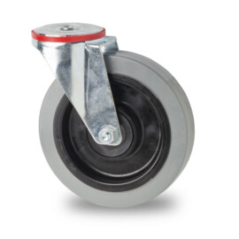Swivel castor, diameter 160 mm, elastic rubber tire, load capacity up to 300 kg