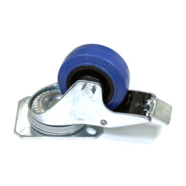 Swivel castor, diameter 80 mm, elastic rubber tire with brake, load capacity up to 100 kg
